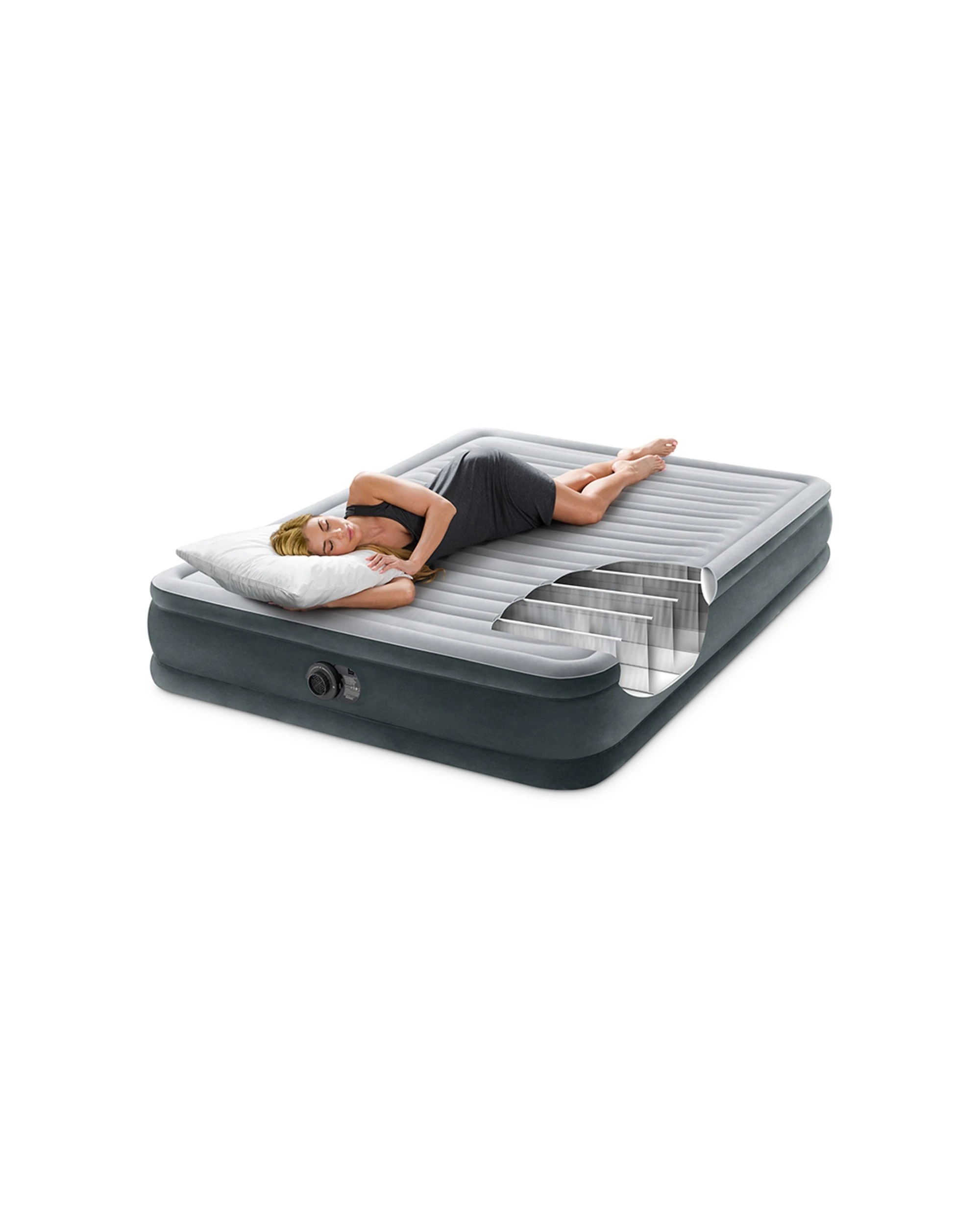 6 Intex Dura-Beam Comfort Plush Airbed With Built-In Pump - Queen Bed - Grey, 6 of 9