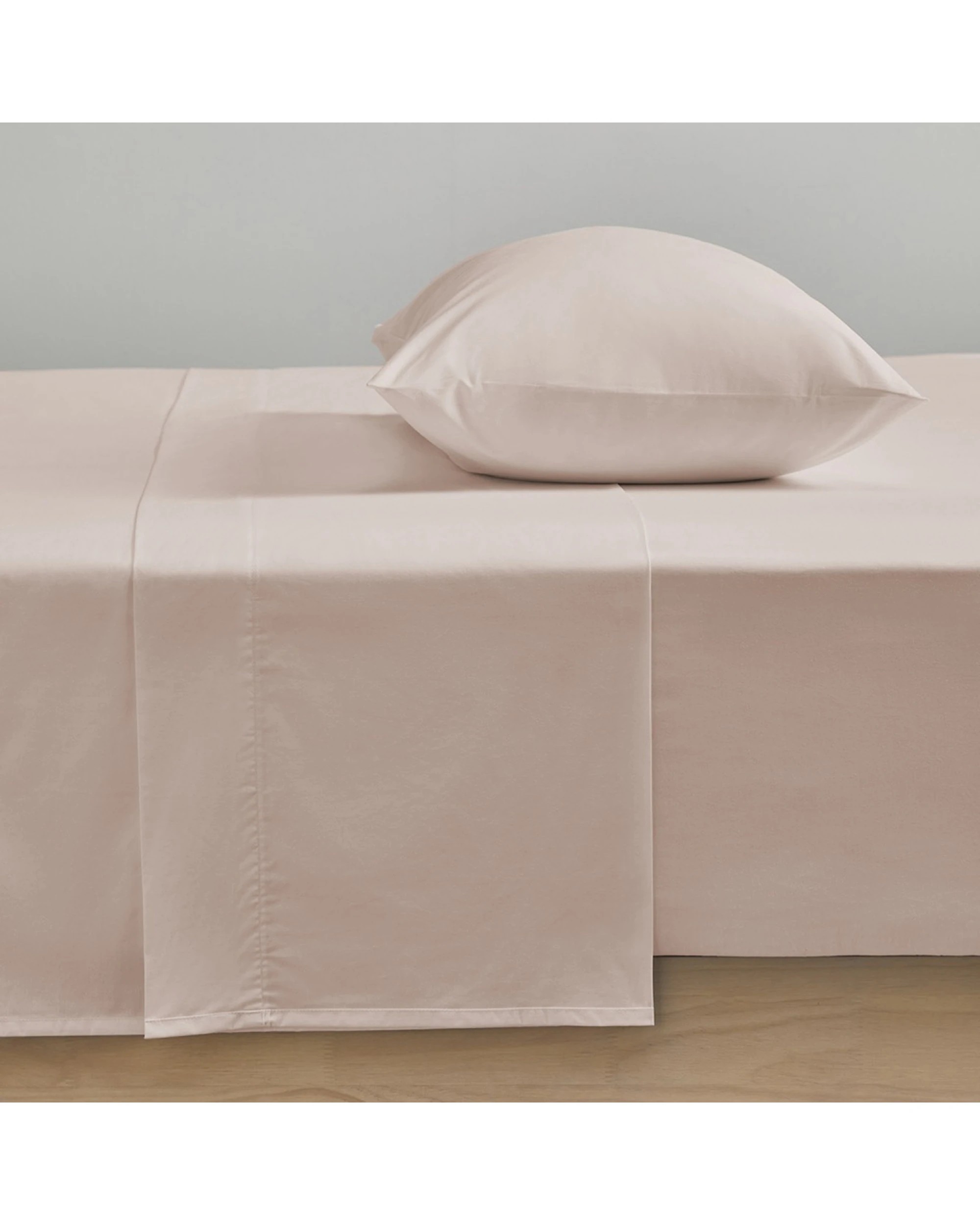 1 BIANCA Heston 300TC 100% Cotton Percale Sheet Set - Single Bed - Pink, 1 of 1