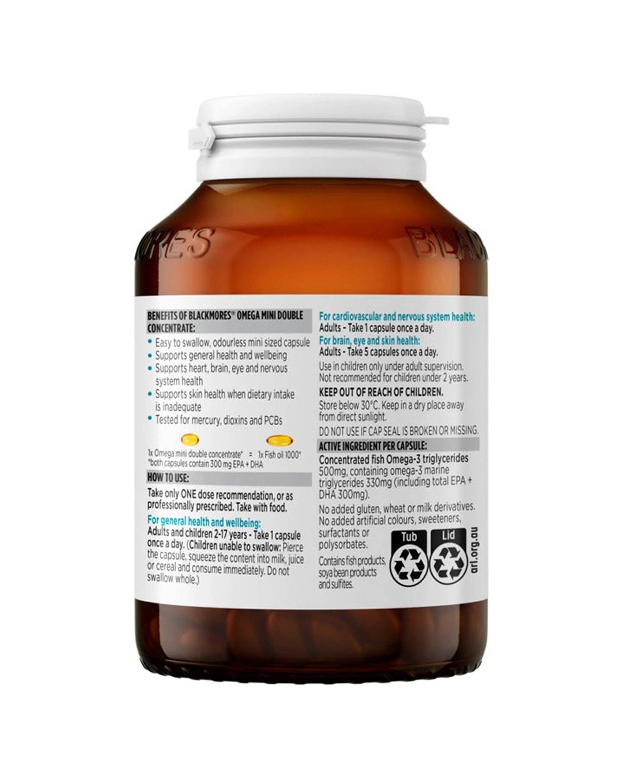 3 Blackmores 200pc Omega Mini Double Concentrate Odourless Fish Oil Capsules, 3 of 7