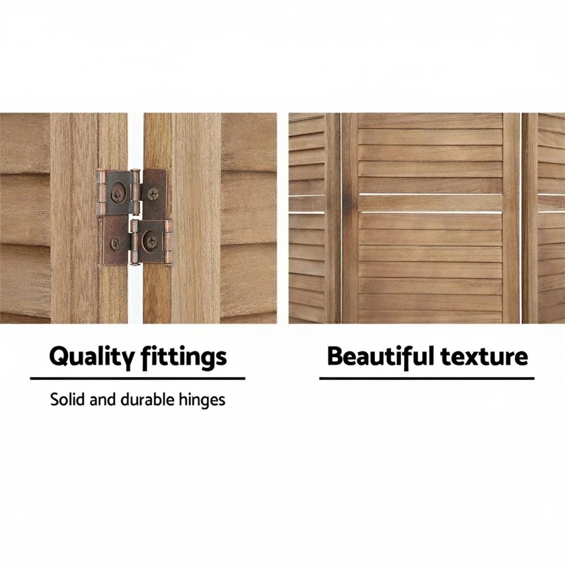 4 Artiss 8 Panel Room Divider Screen 326x170cm Louver Oak - Brown, 4 of 8