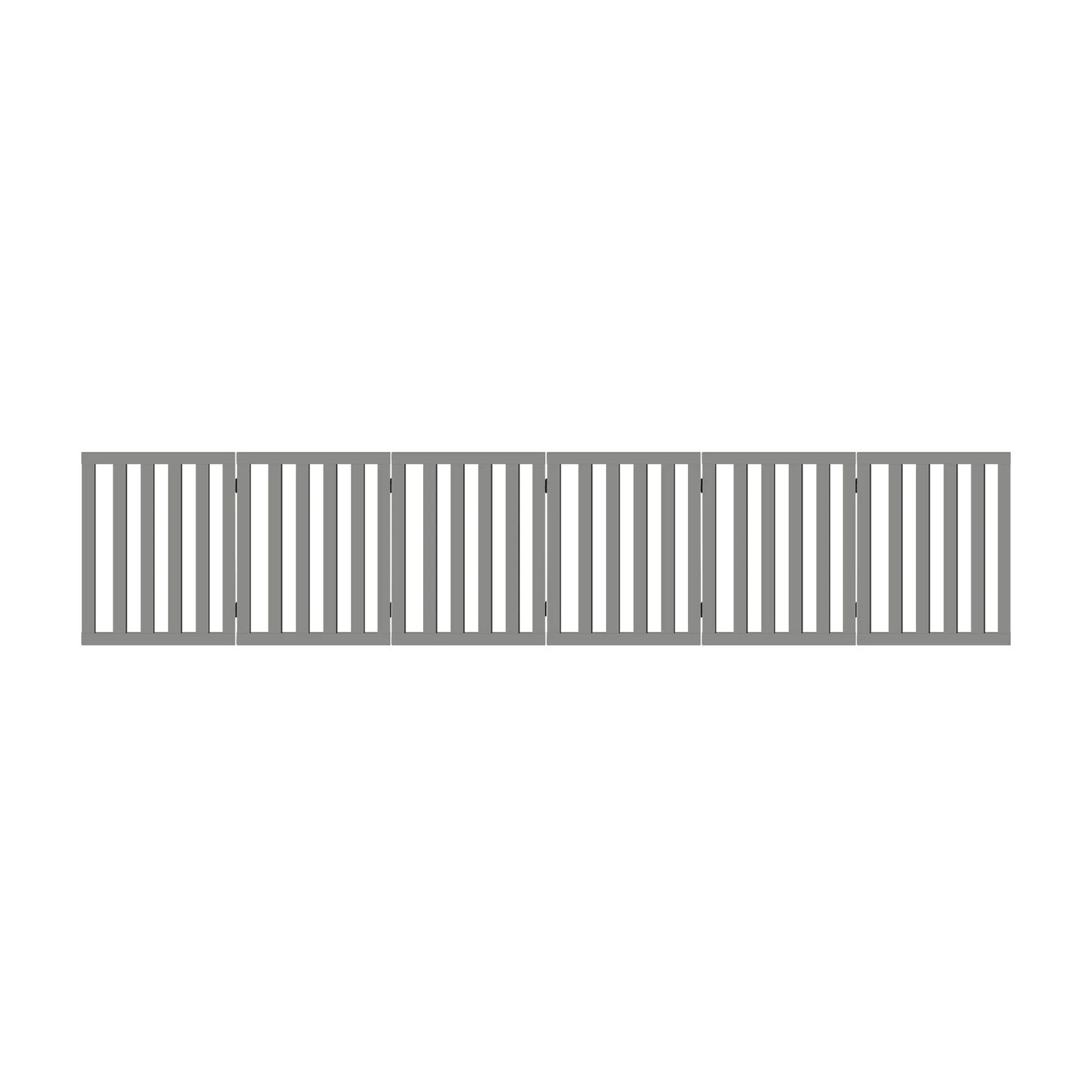 9 Alopet Wooden Pet Gate Dog Fence Safety Stair Barrier Security Door 6-Panel - Grey, 9 of 10