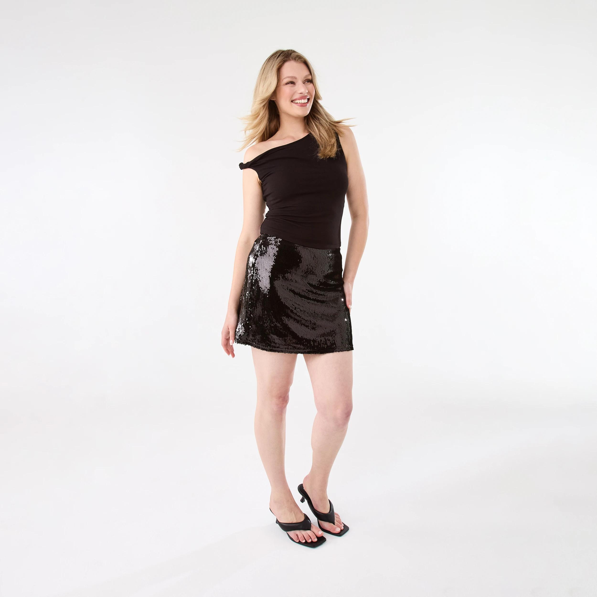 3 Sequin Mini Skirt Black, 3 of 6