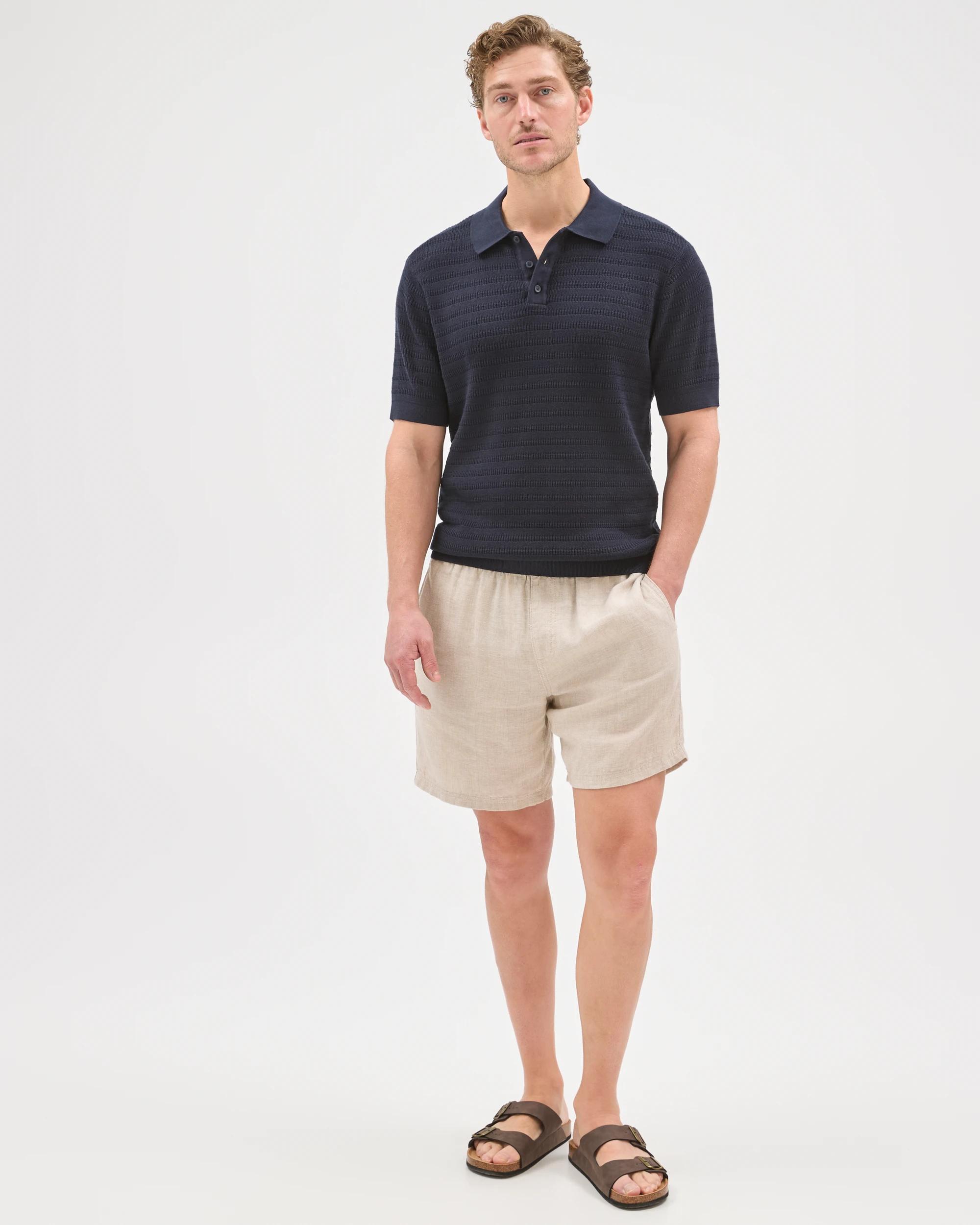 1 Target Man Australian Cotton Patterned Knit Polo Top NAVY, 1 of 6