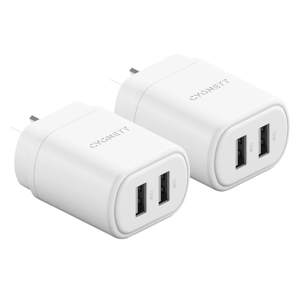 1 Cygnett RapidCharge 12W Dual USB-A Wall Charger 2 Pack, 1 of 5