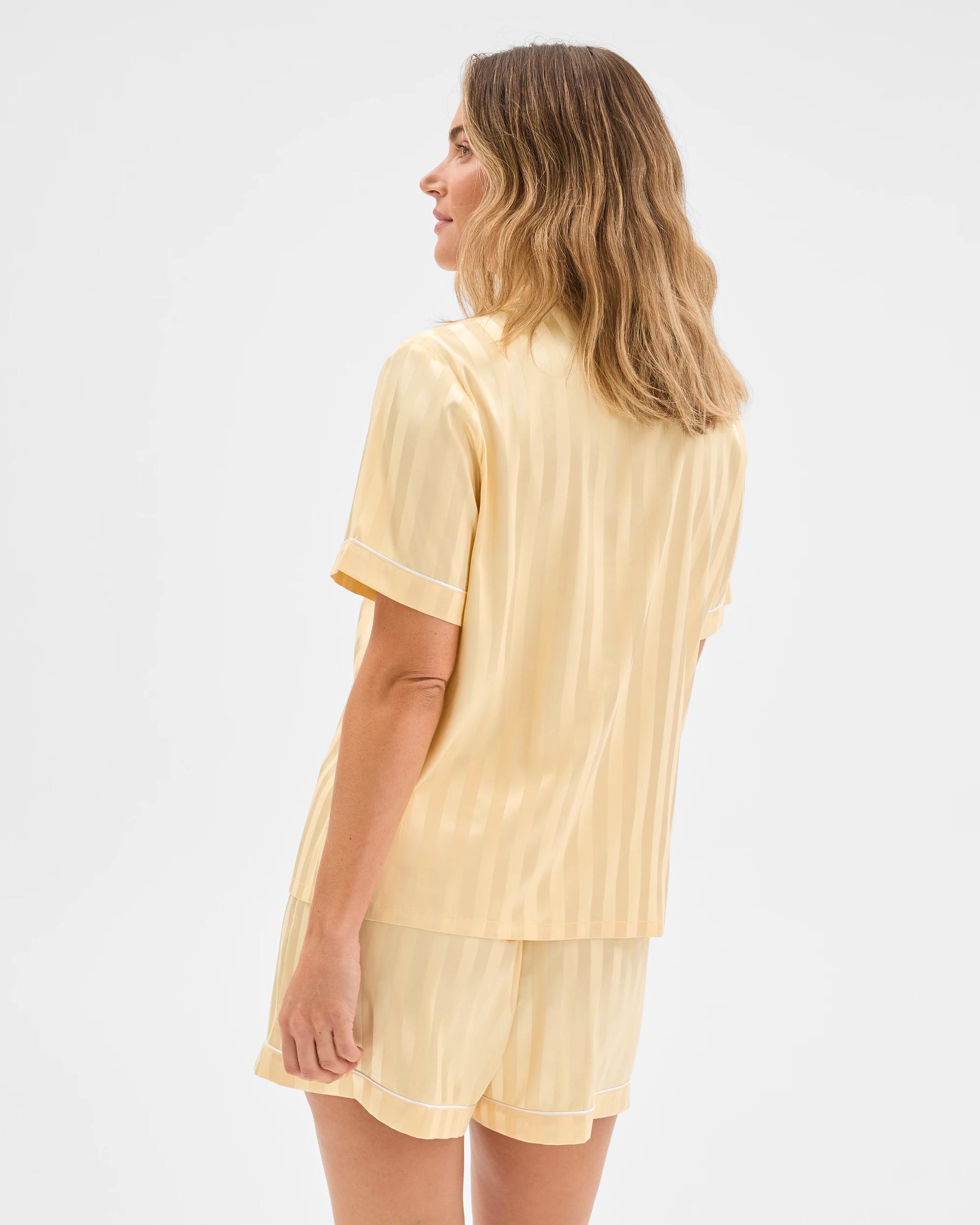 6 Target Stripe Satin Short Pyjama Set YELLOW, 6 of 6