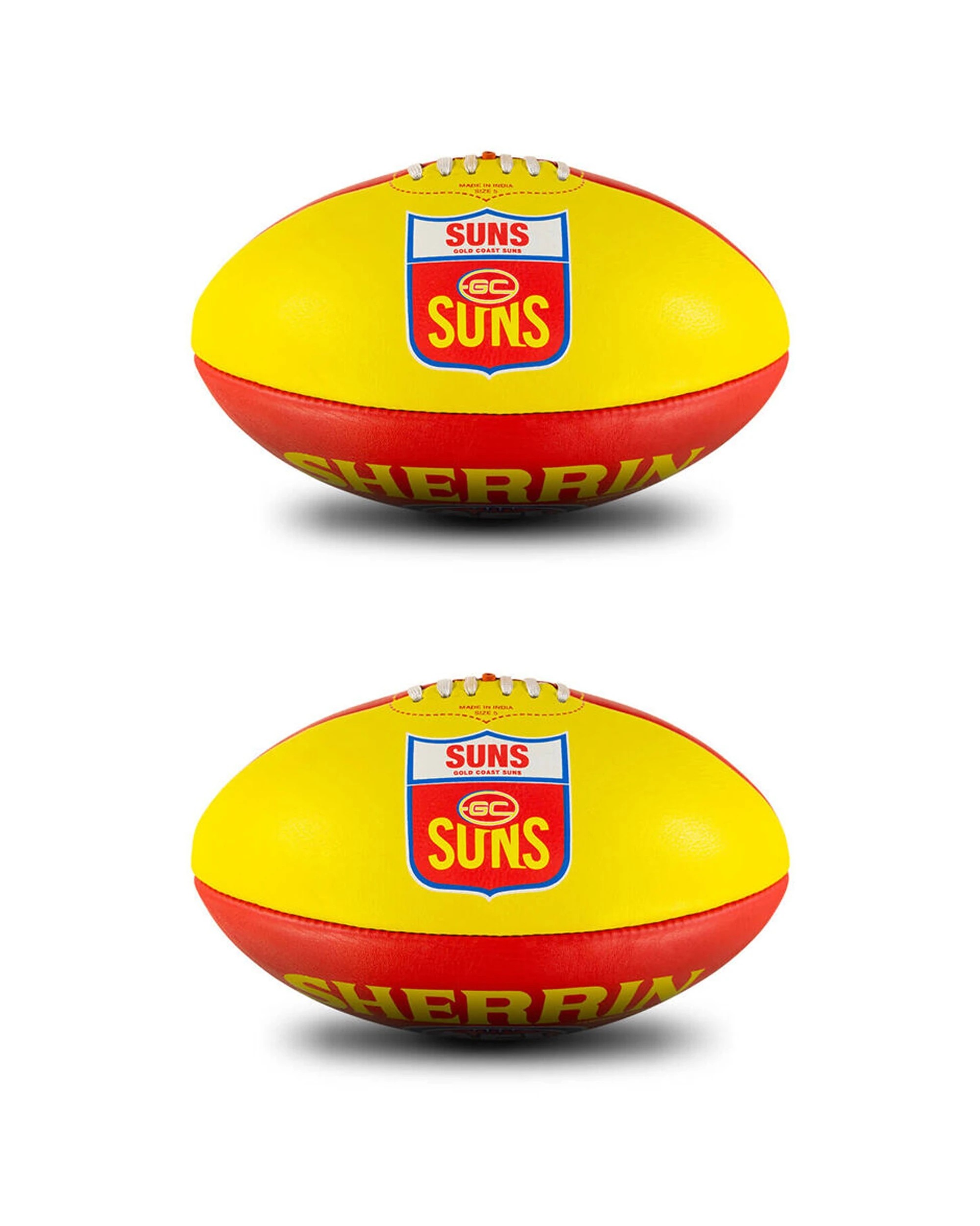 1 Sherrin AFL Team Leather Football 2 Pack Gold Coast Suns Size 5 Training - Multi, 1 of 5