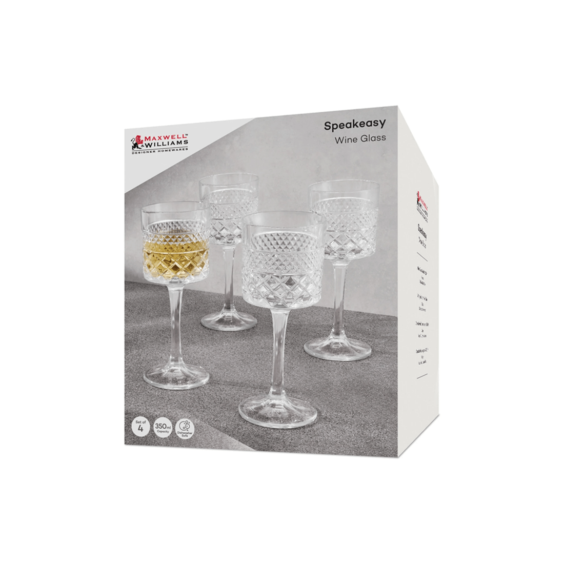 2 Maxwell & Williams 4pc Speakeasy Wine Glasses 350 Ml Drinkware Set For Home
 - Plain, 2 of 3
