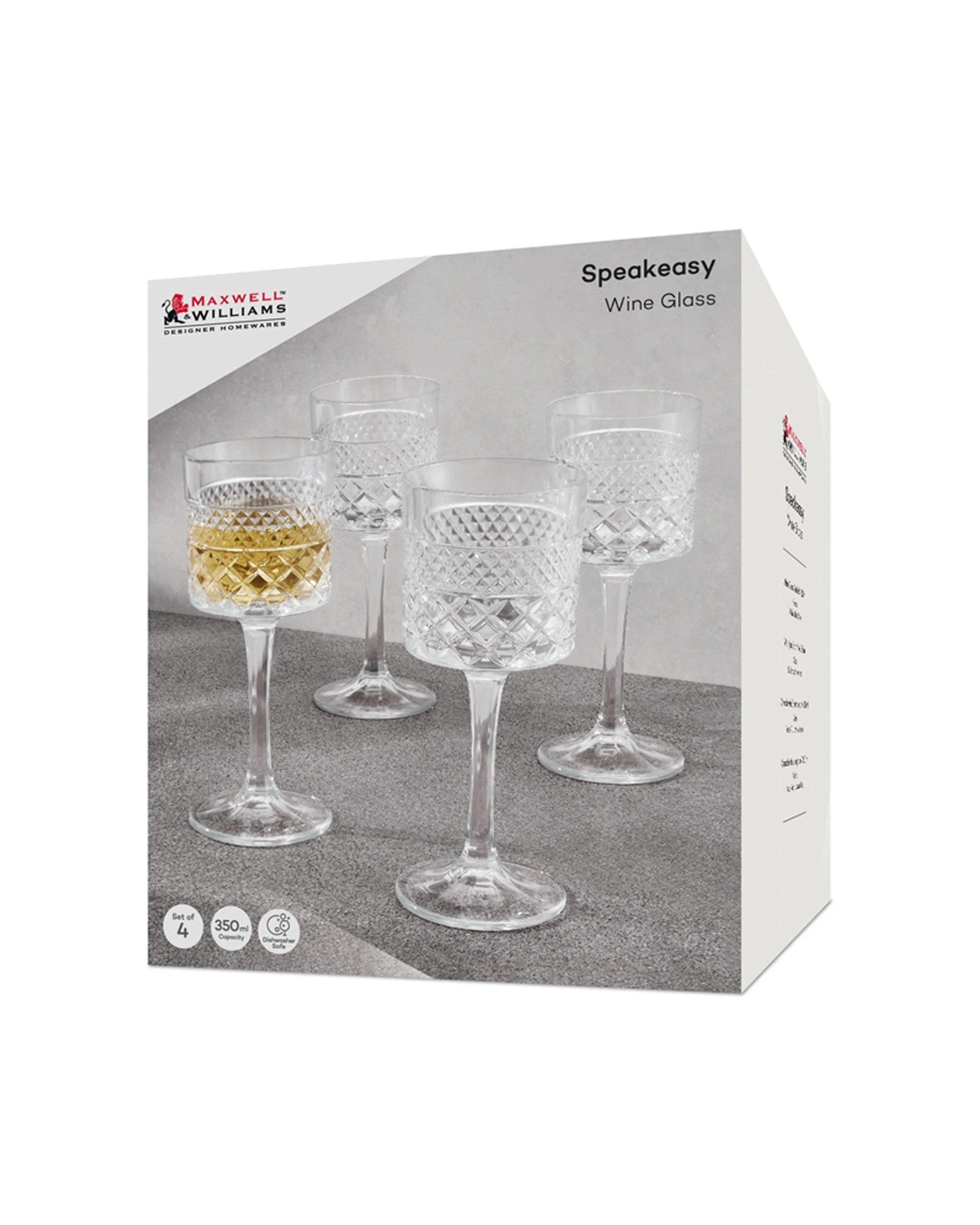 2 Maxwell & Williams 4pc Speakeasy Wine Glasses 350 Ml Drinkware Set For Home
 - Plain, 2 of 3