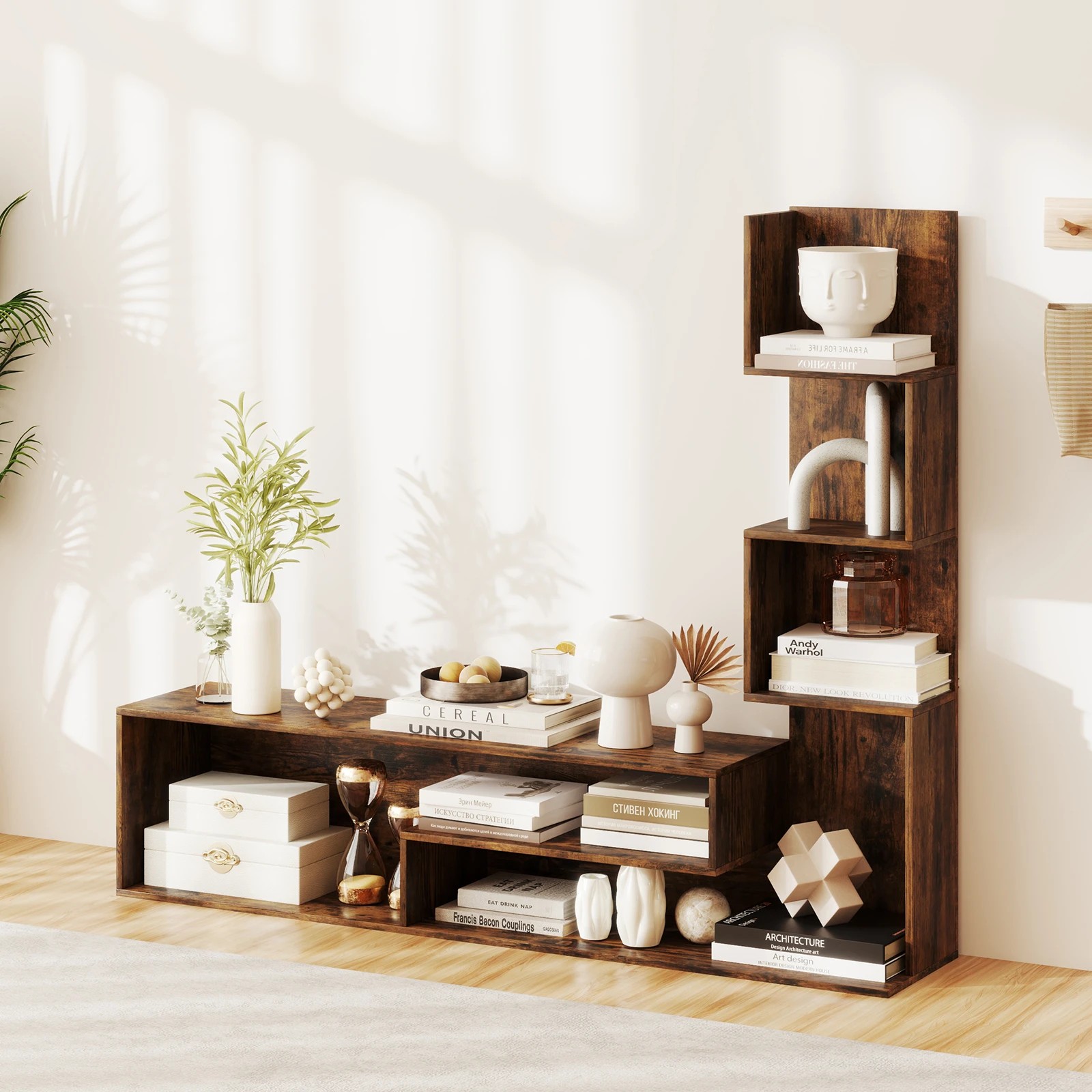2 Costway Cube TV Cabinet Entertainment Unit for TVs up to 50” w/L-shaped Storage Shelves, 2 of 4