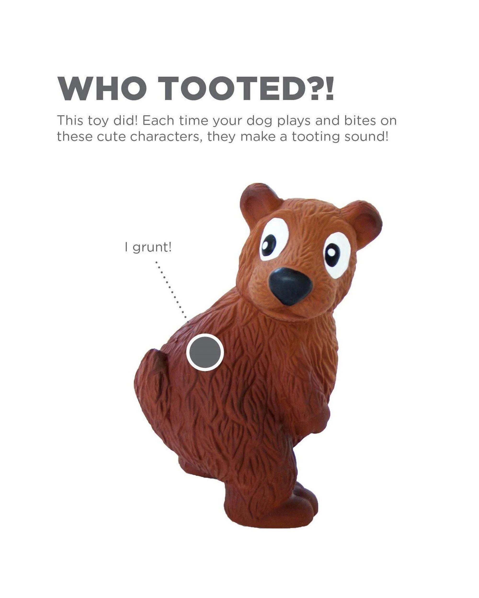 3 Outward Hound Tootiez Latex Rubber Grunter Bear Dog Squeaker Toy Small, 3 of 3