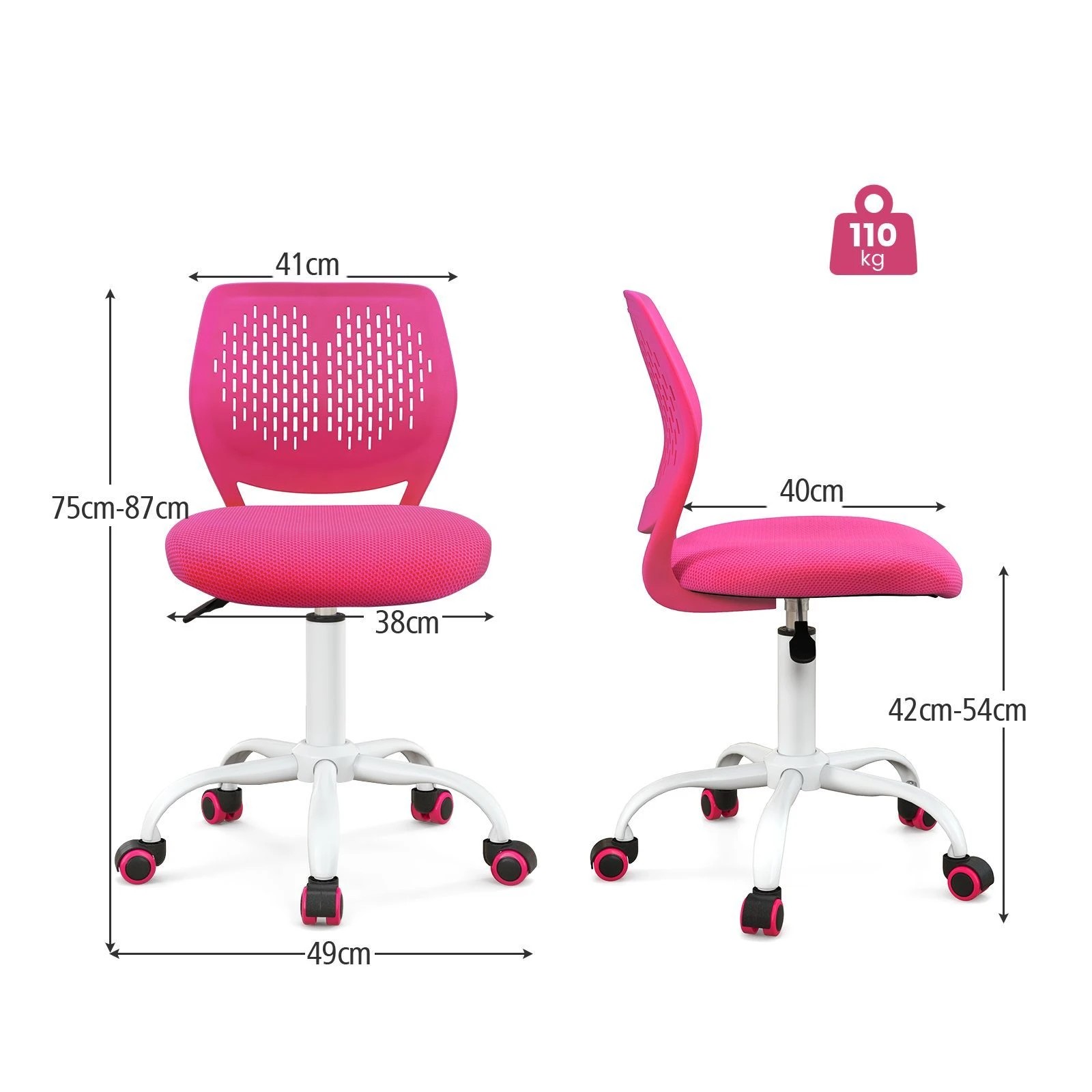 2 Costway Swivel Chair Teens Desk Chair w/Adjustable Height, 2 of 5