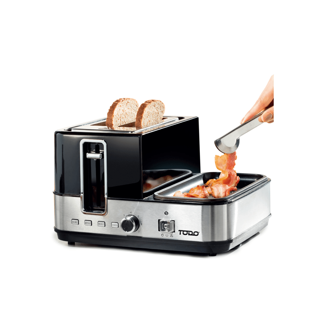 2 TODO 1400W Breakfast Master Toaster Egg Cooker Poacher Bacon Fryer Grill All In One, 2 of 9
