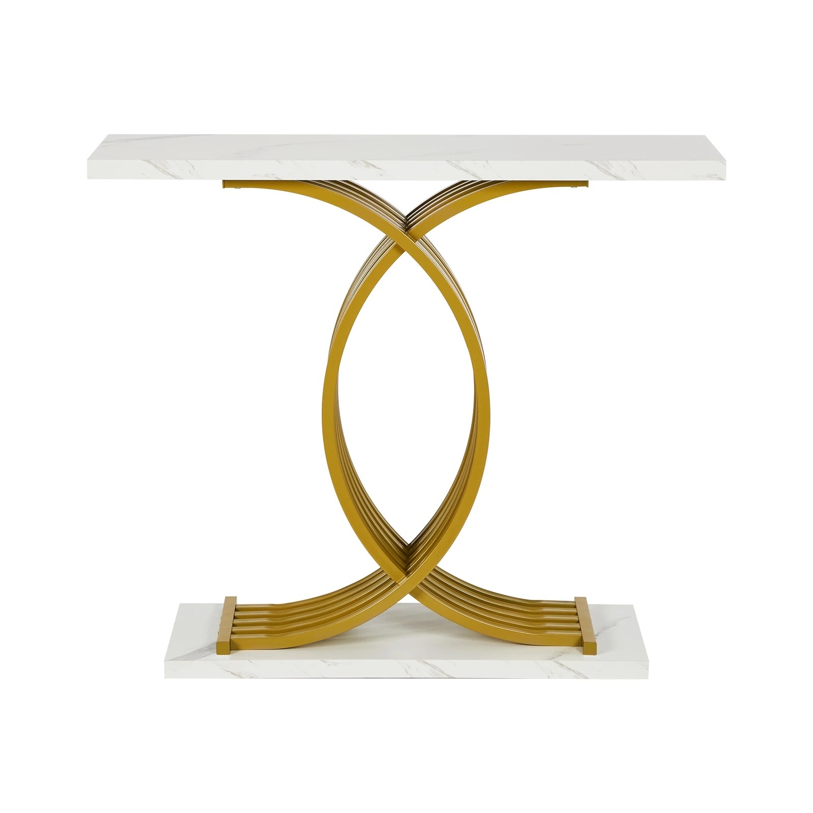 6 Oikiture Console Table Hallway Side Desk - Gold, 6 of 9