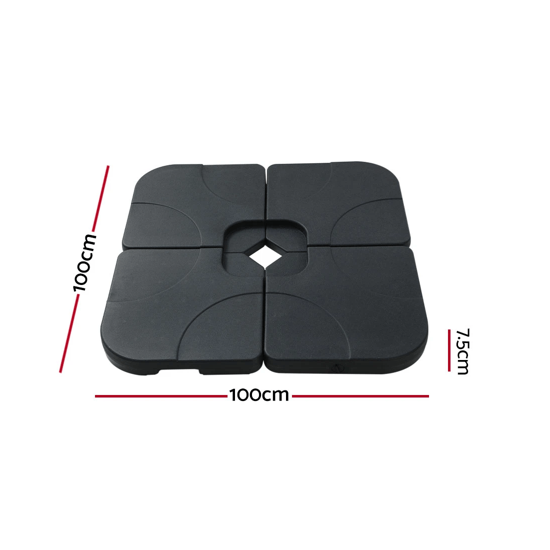 2 Instahut Outdoor Umbrella Base 50cm 4 Plates Stand Pod Cantilever - Black, 2 of 2