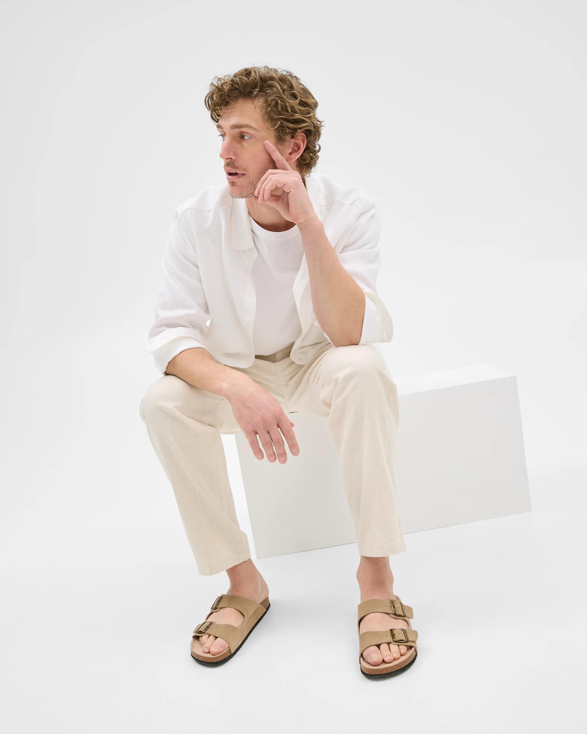 6 Target European Linen Long Sleeve Shirt WHITE, 6 of 6