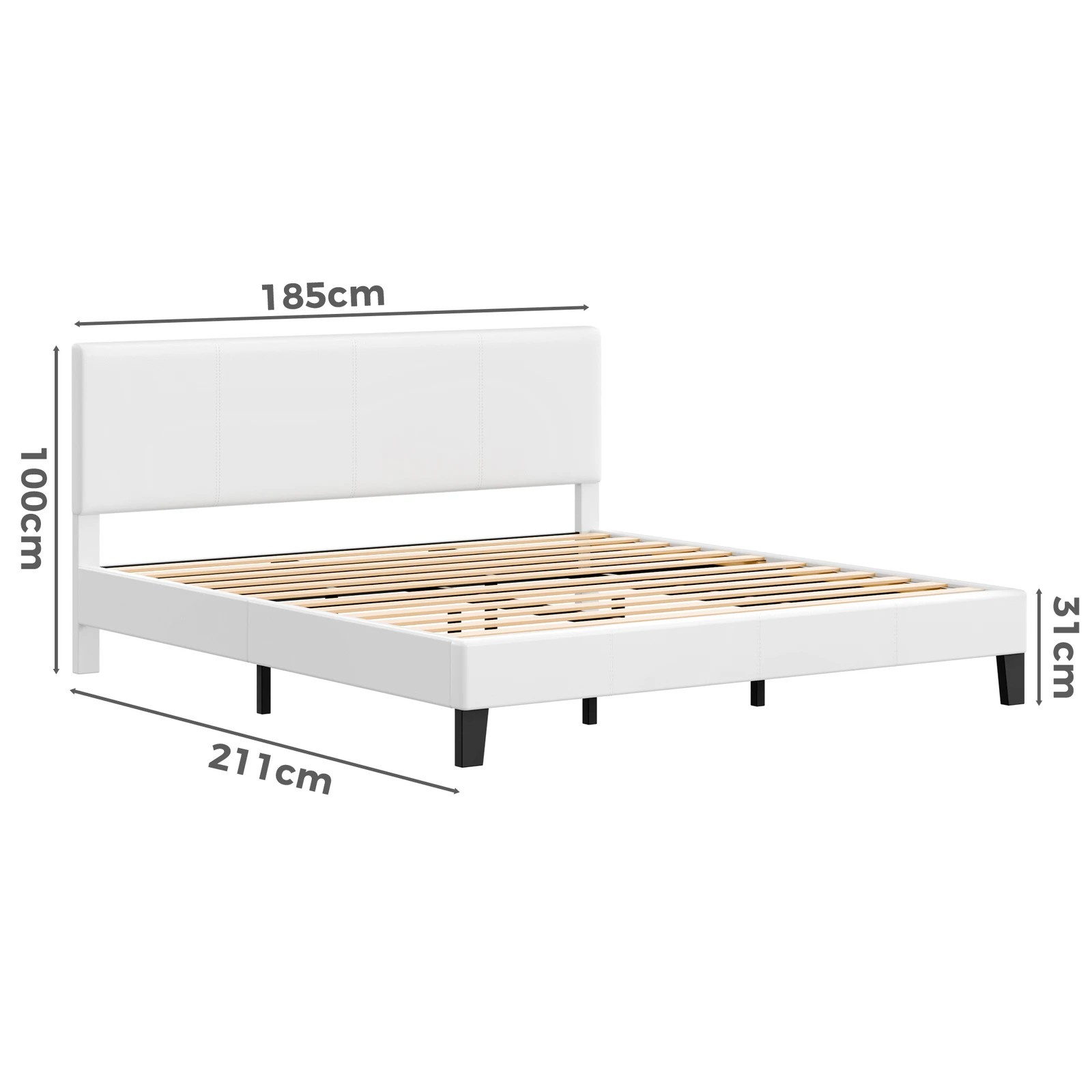 9 Alfordson Bed Frame King Size Mattress Base Platform Leather Linus - White, 9 of 9