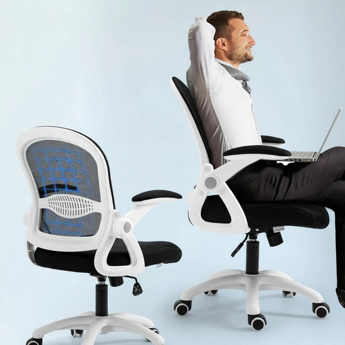 5 Artiss Mesh Office Chair Mid Back - Black, 5 of 5