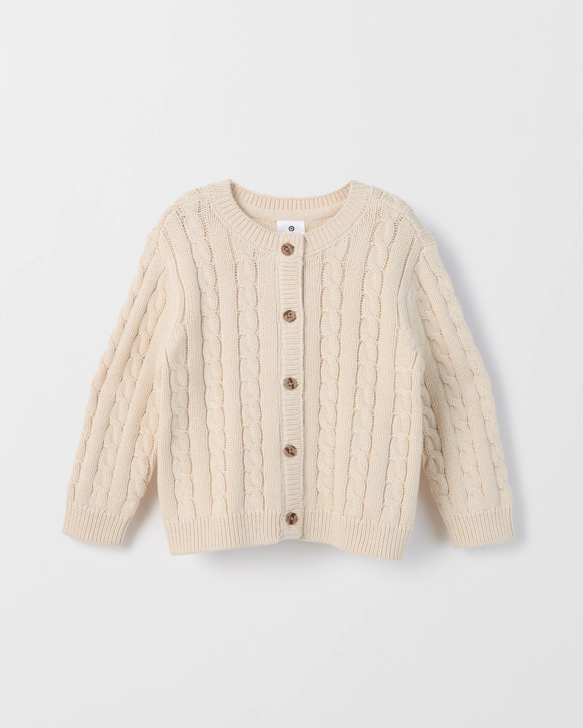 3 Target Baby Organic Cotton Cable Knit Cardigan CREAM, 3 of 4