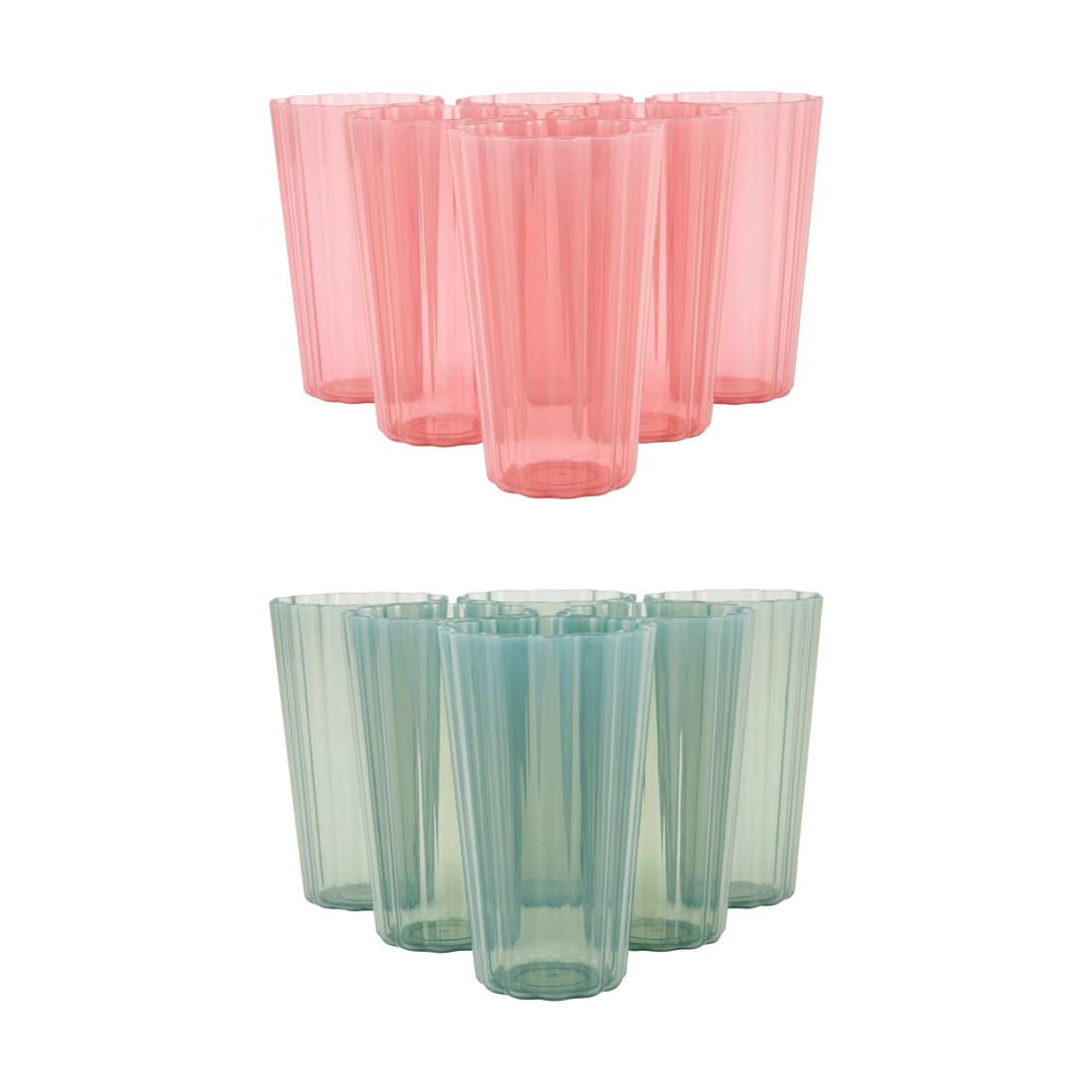 1 6 Piece Reusable Scalloped Tumblers - Assorted, 1 of 4