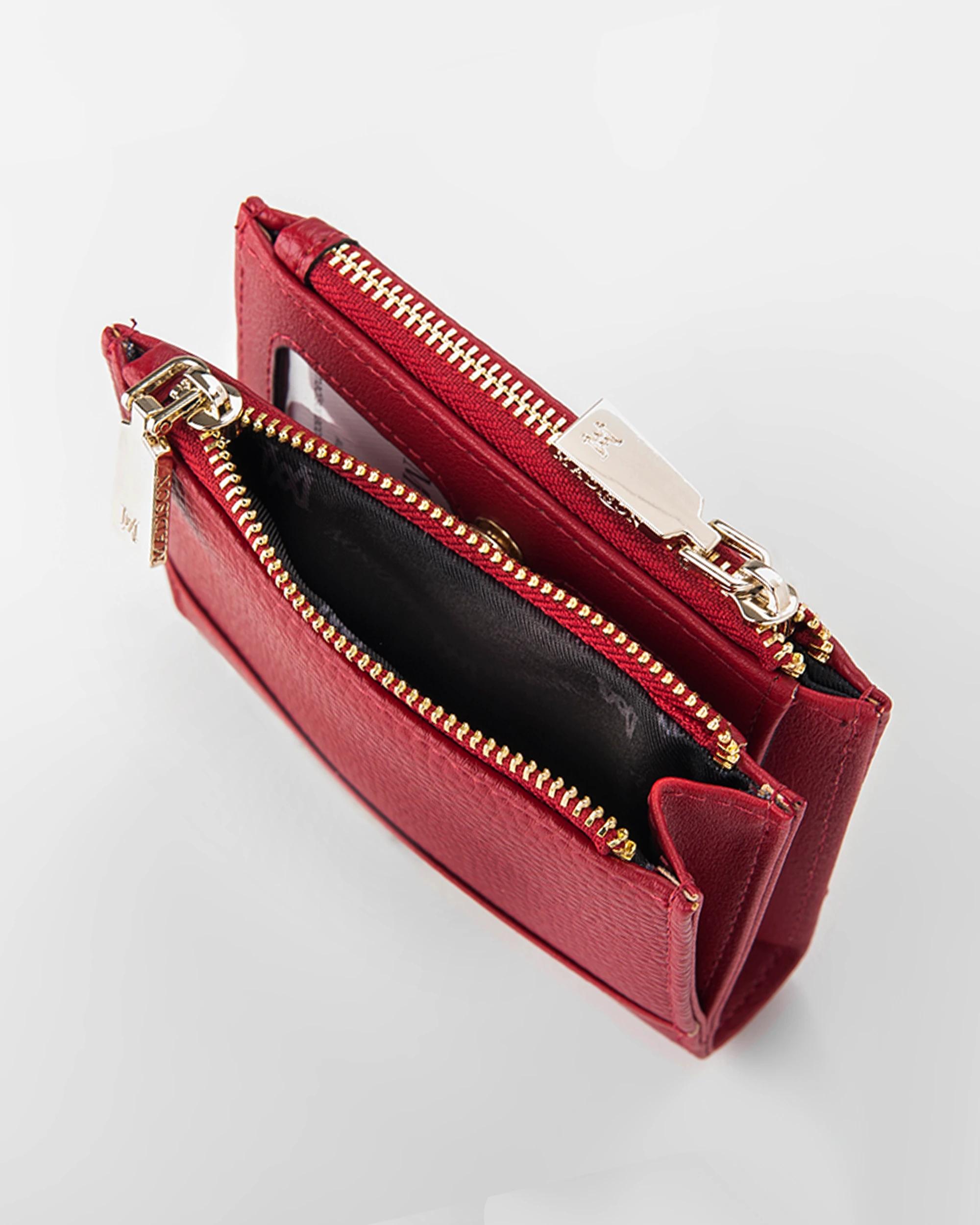 3 Madison Accessories Arabella Small Double Zip Pocket Wallet RED, 3 of 4