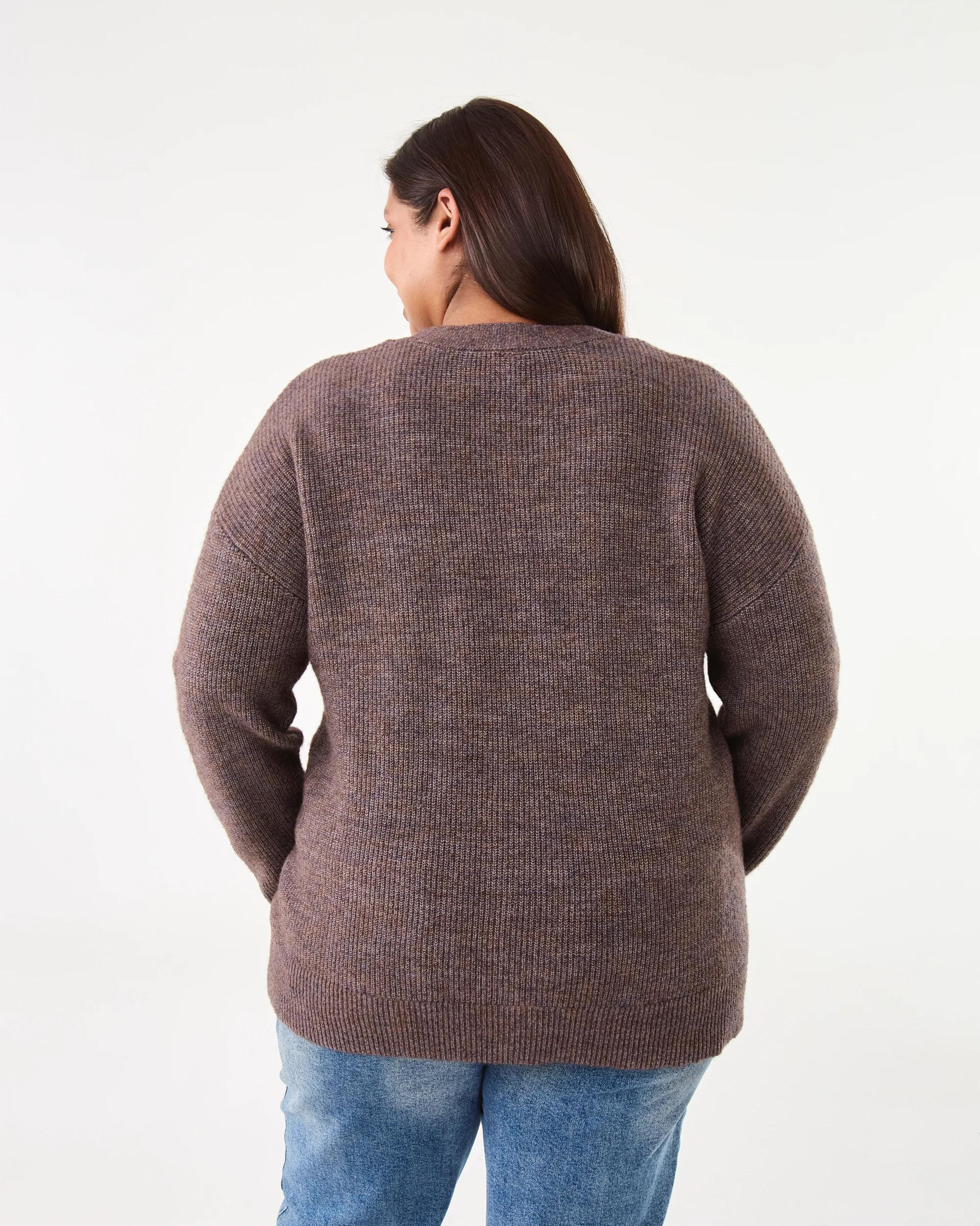 3 Curve Button Cardigan Taupe Mrl, 3 of 6