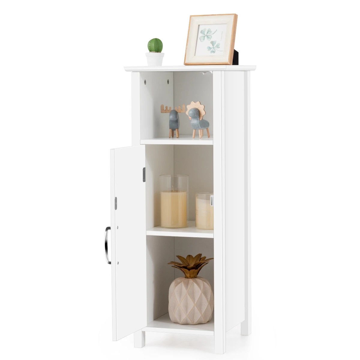 3 Costway Freestanding Bathroom Cabinet Wooden Storage Cabinet Floor Cupboard - White, 3 of 4