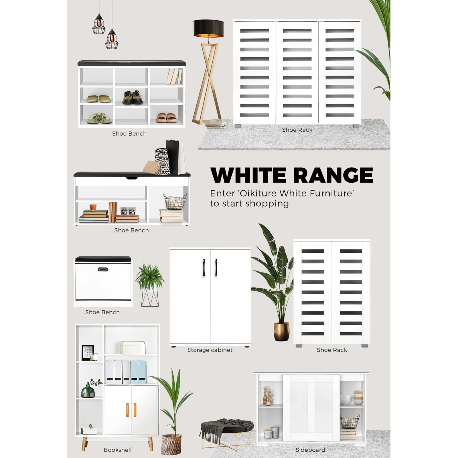 5 Oikiture Shoe Cabinet Bench Shoes Storage Cupboard Footwear Stand 15 Pairs
 - White, 5 of 10