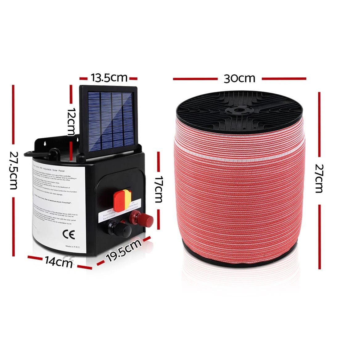3 Giantz Fence Energiser 3KM Solar Powered Electric 1200M Poly Tape - Multi, 3 of 7