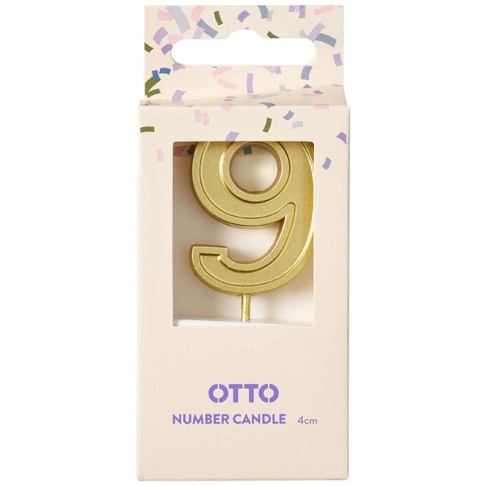 1 Otto Candle Number 9 Gold, 1 of 2