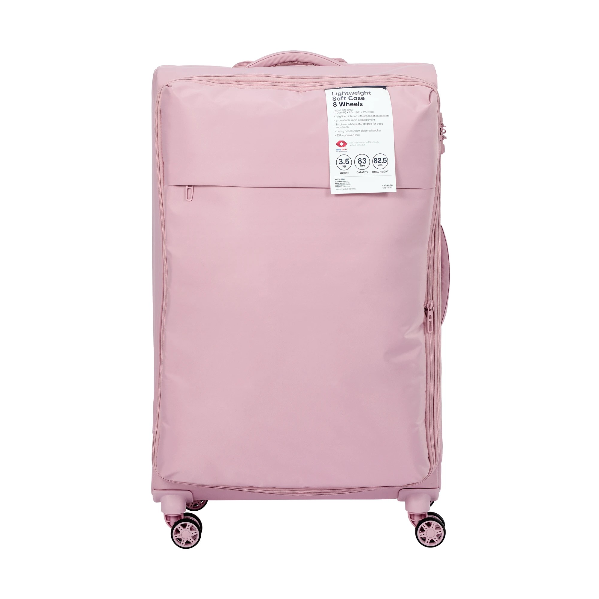 8 70cm 8 Wheels Lightweight Soft Case - Blush, 8 of 8