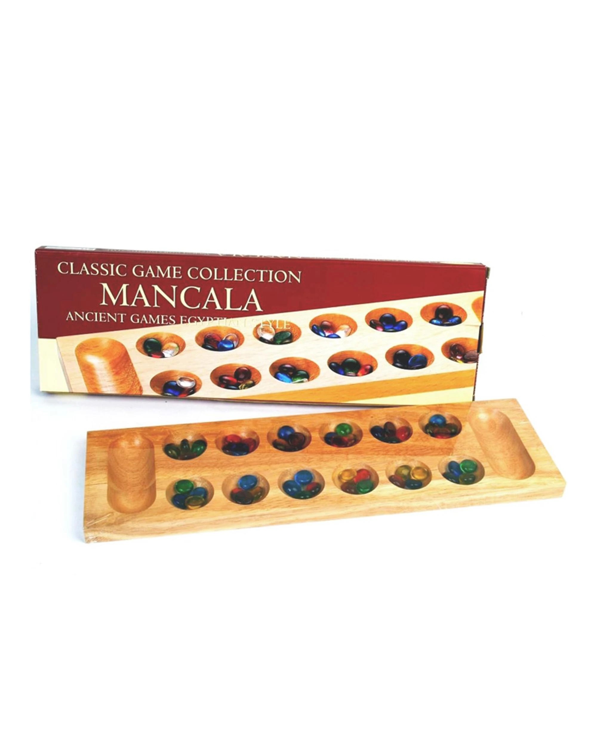 1 Mancala Wood With Glass Pieces Board Game, 1 of 1