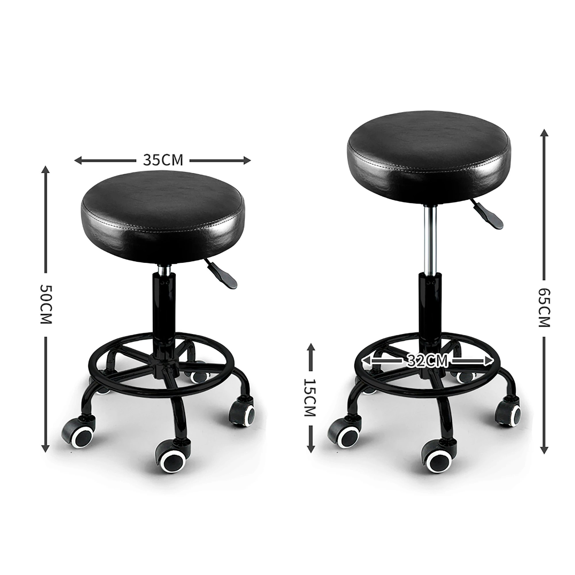 3 Levede 2x Swivel Salon Stool Hydraulic Lift - Black, 3 of 8