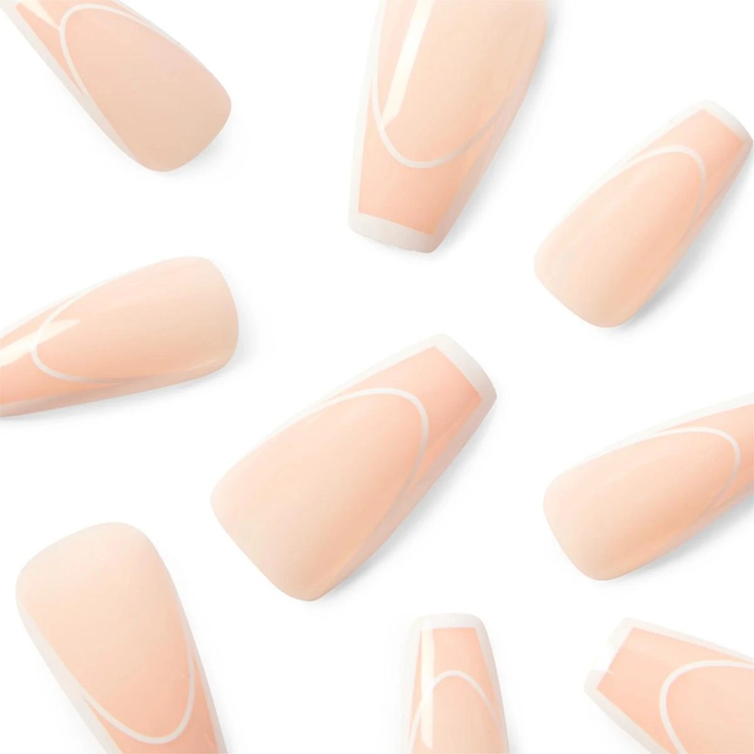 3 OXX Cosmetics 24 Pack Artificial Nails with Adhesive - Squareletto Shape, French Line, 3 of 5