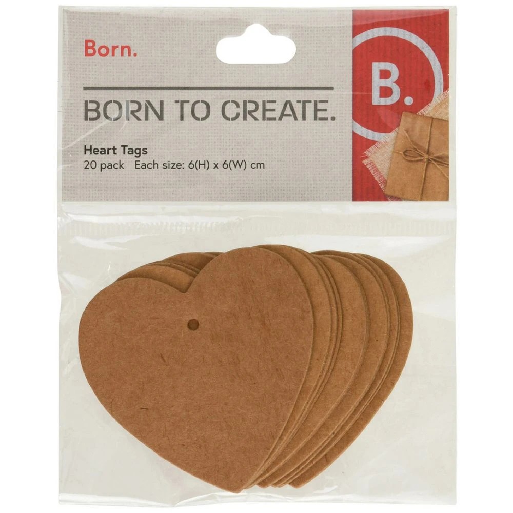 1 Born Kraft Heart Tags 20 Pack, 1 of 2