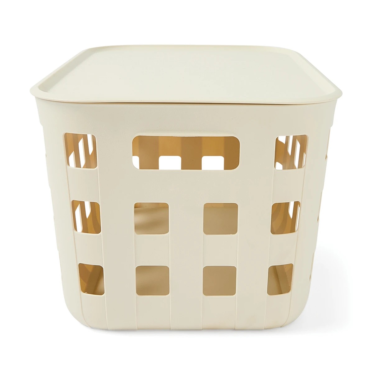 3 18L Rectangle Trellis Basket with Lid - Beige, 3 of 10