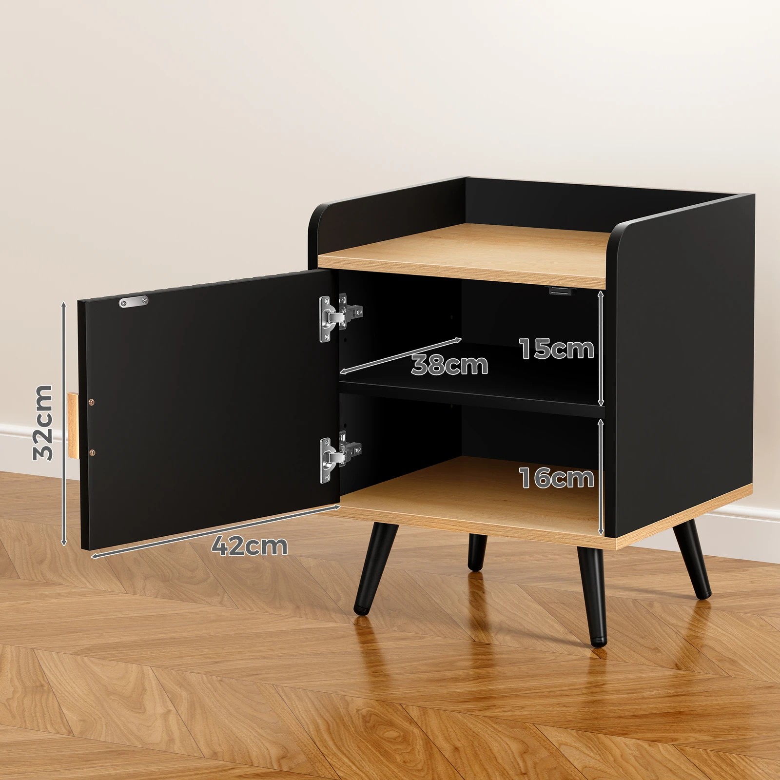 5 Alfordson Bedside Table Cabinet Nightstand Side Storage - Black, 5 of 10