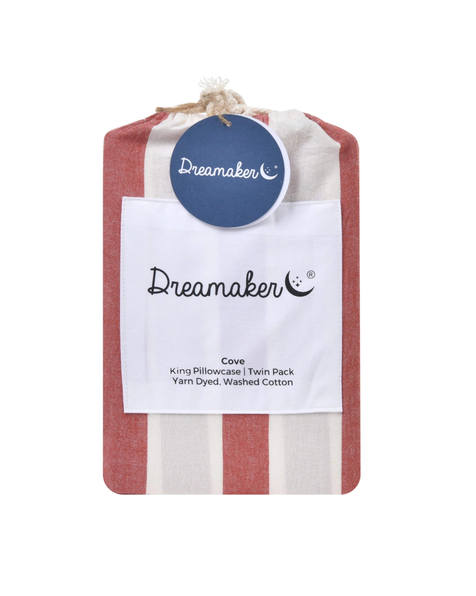 5 Dreamaker Twin Pack Cove Yarn Dyed Washed Cotton Striped King Pillowcase - Rust, 5 of 6