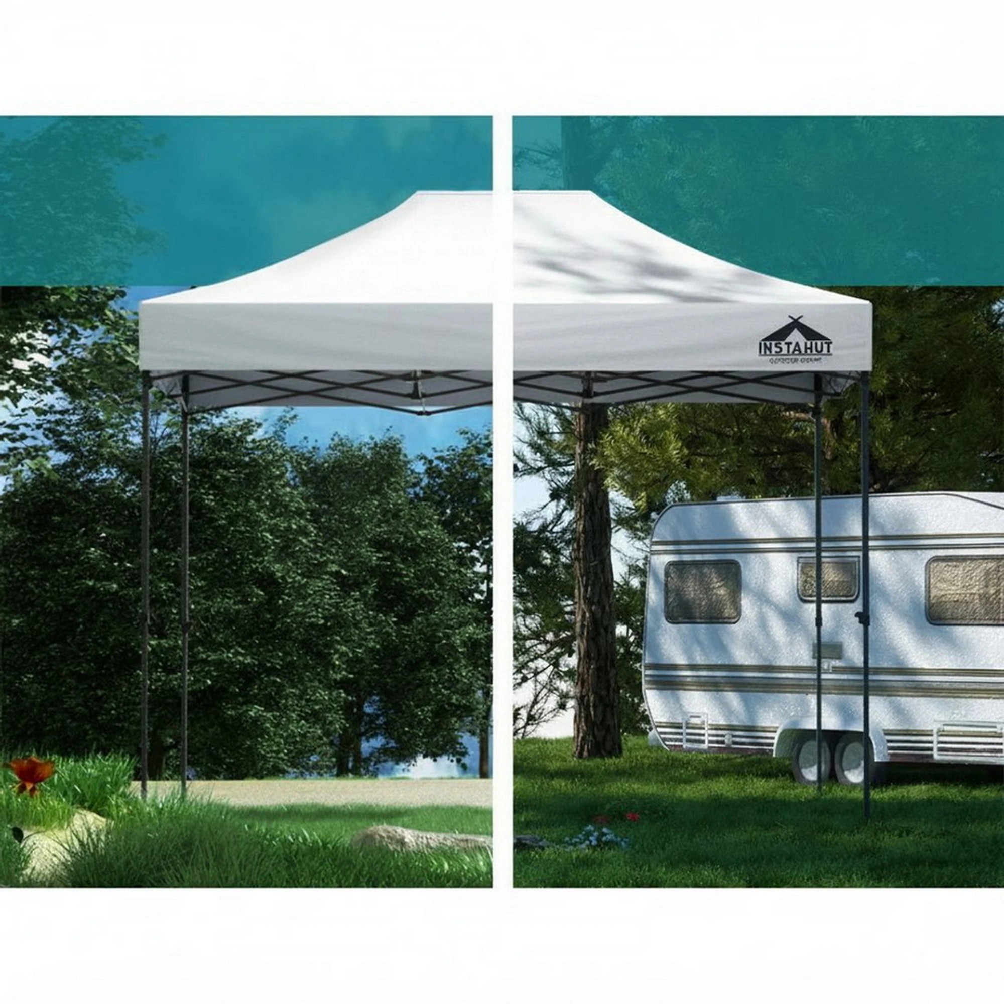 5 Instahut Gazebo Pop Up Marquee  Folding Tent 500D Oxford Fabric - White, 5 of 10