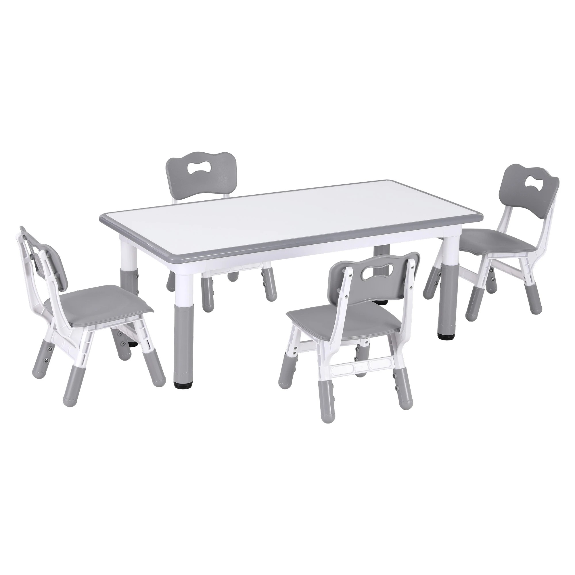 3 Keezi Kids Table and 4 Chairs Set Height Adjustable Toddler Activity Table Graffiti Top - Multi, 3 of 9