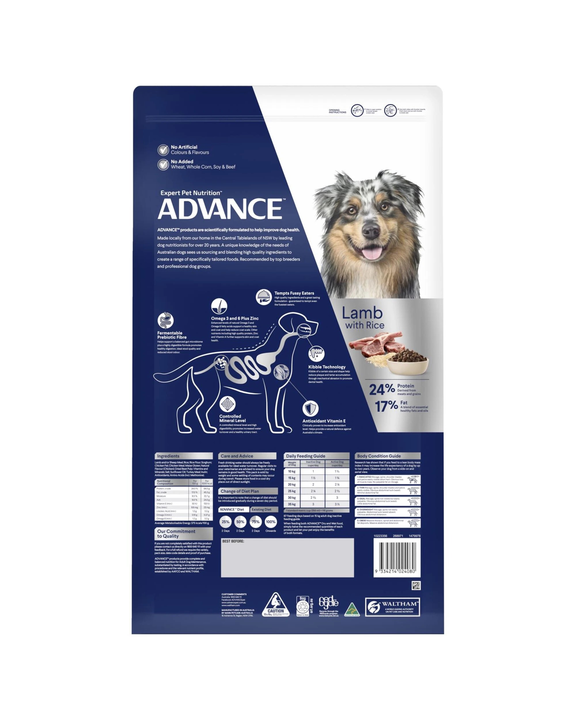 3 Advance Adult Medium Breed Dry Dog Food Lamb w/ Rice 15kg, 3 of 3