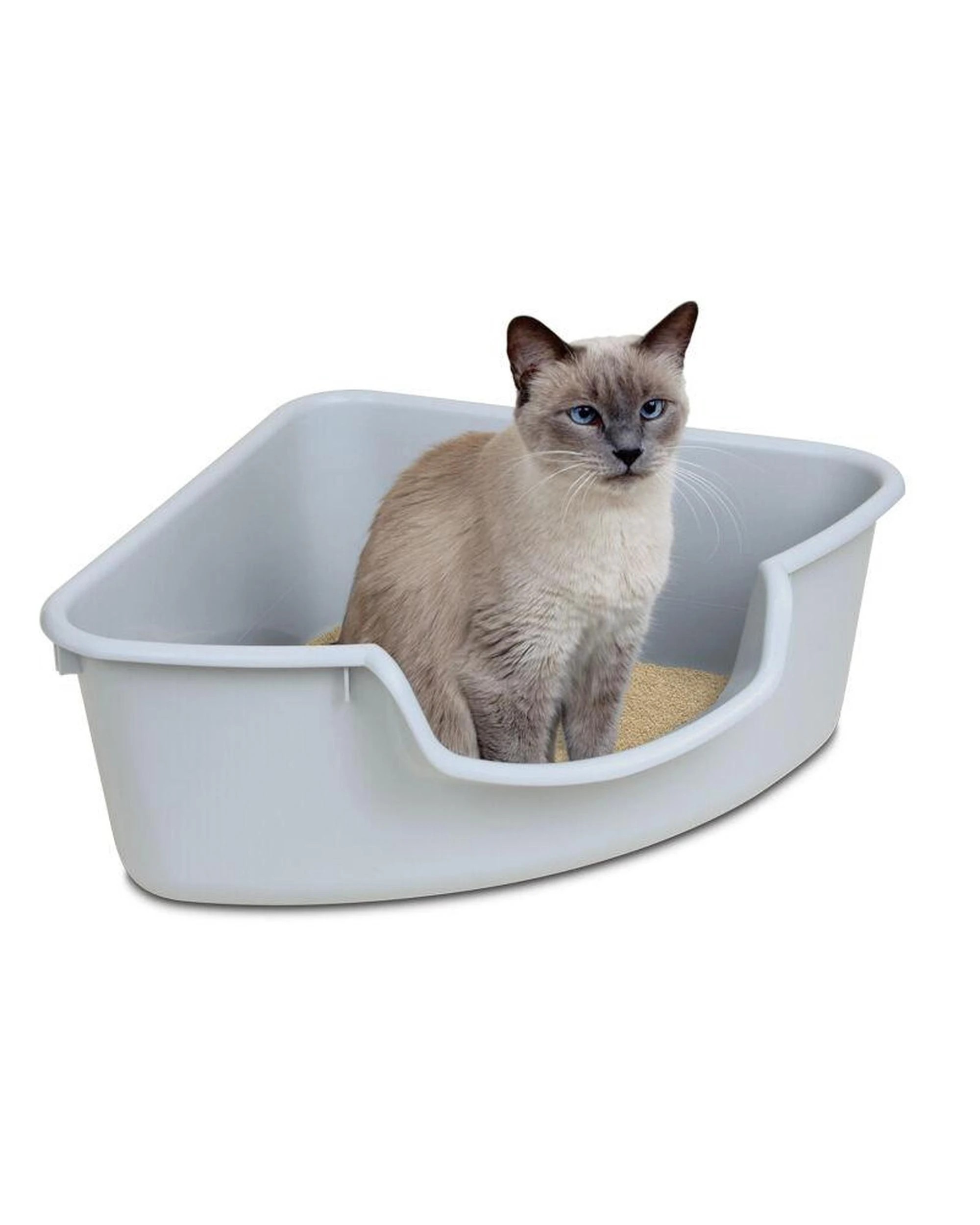 2 SmartCat Corner Cat Litter Box Controls Odour with Tall Sides Grey, 2 of 2