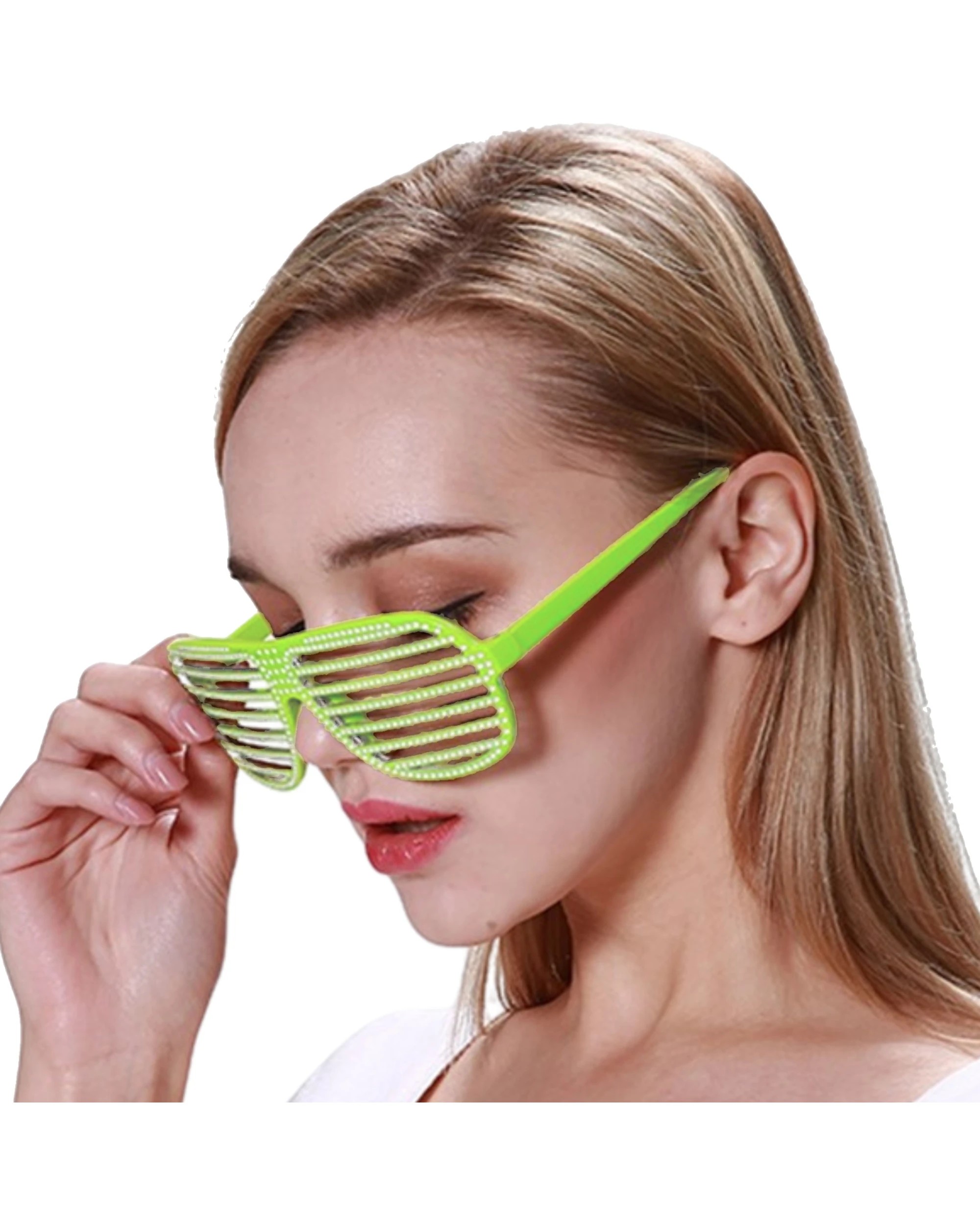 1 Party Planet Bright Bling Shutter Shade Glasses - Green, 1 of 1