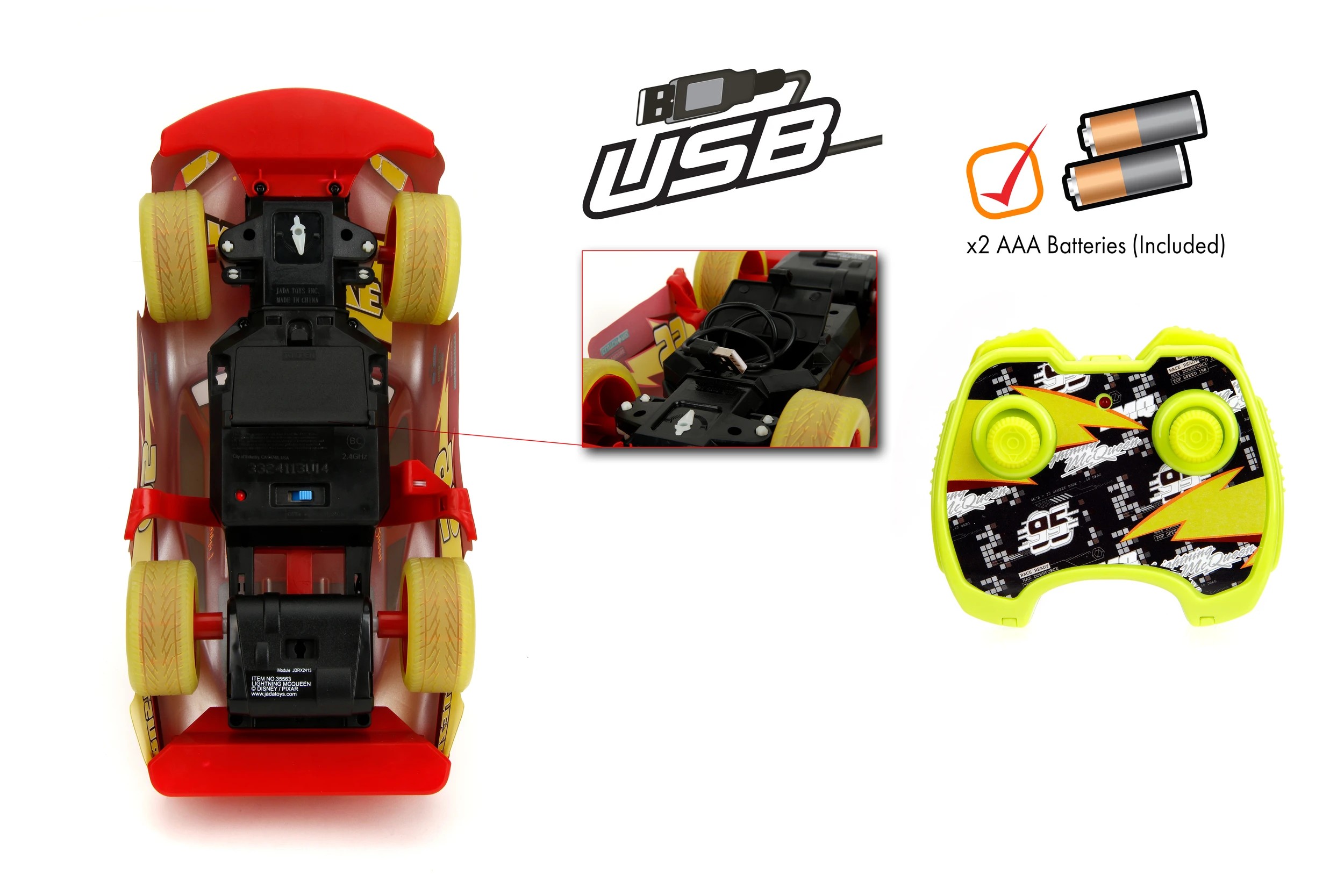 3 Disney Pixar Cars Glow Racers 1:14 Lightning - Red, 3 of 3