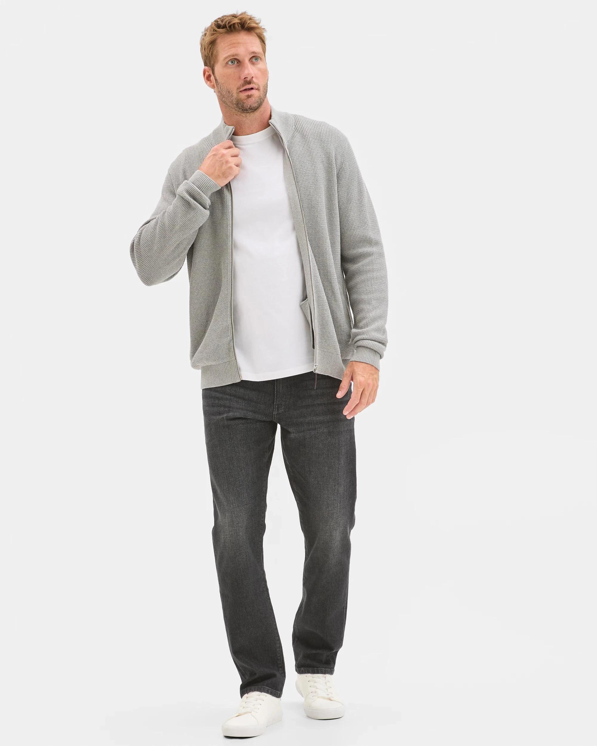 2 Target Man Australian Cotton Zip Through Knit Jumper LIGHT GREY, 2 of 6