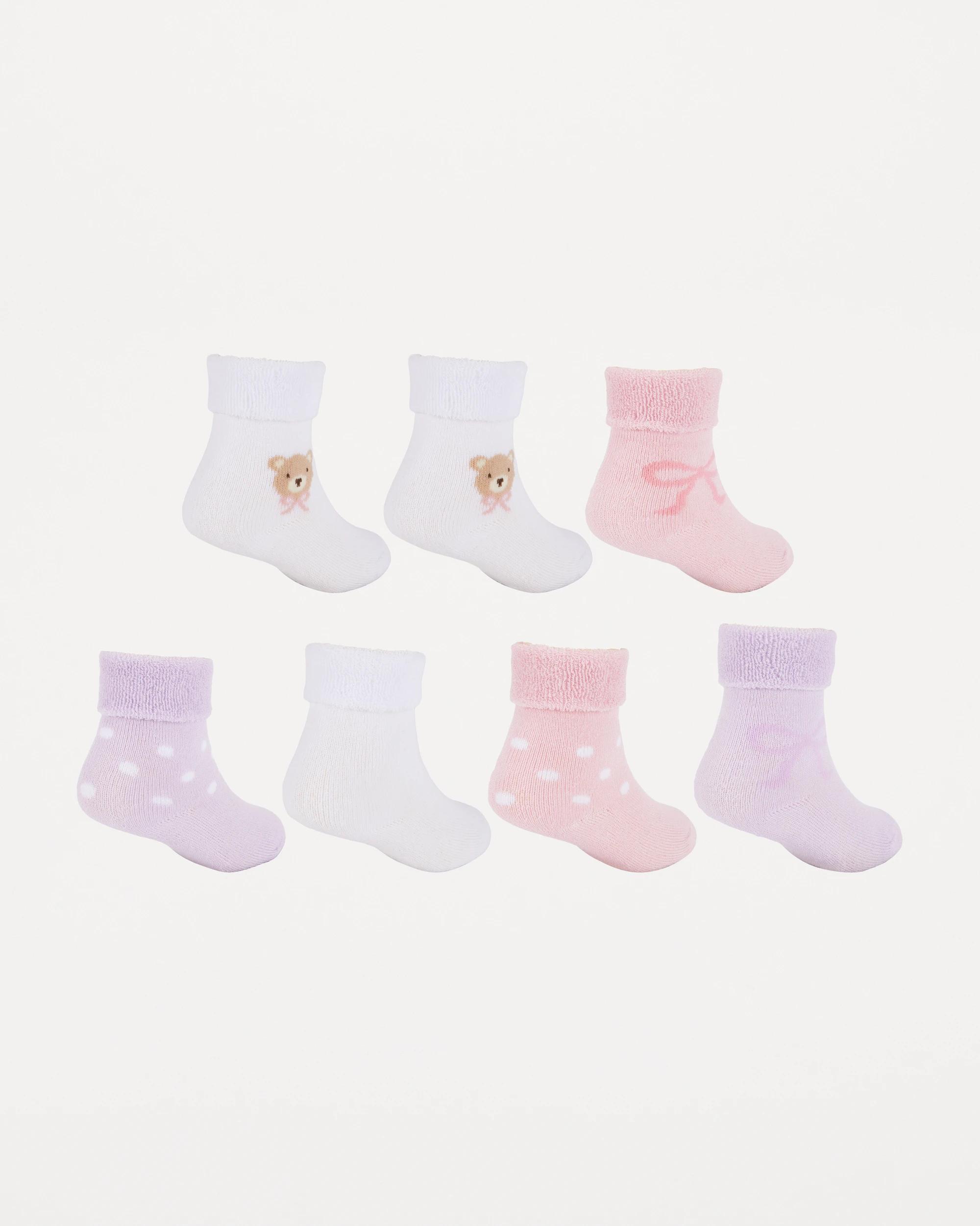 2 7 Pack Cotton Terry Socks Pnk Pck, 2 of 3