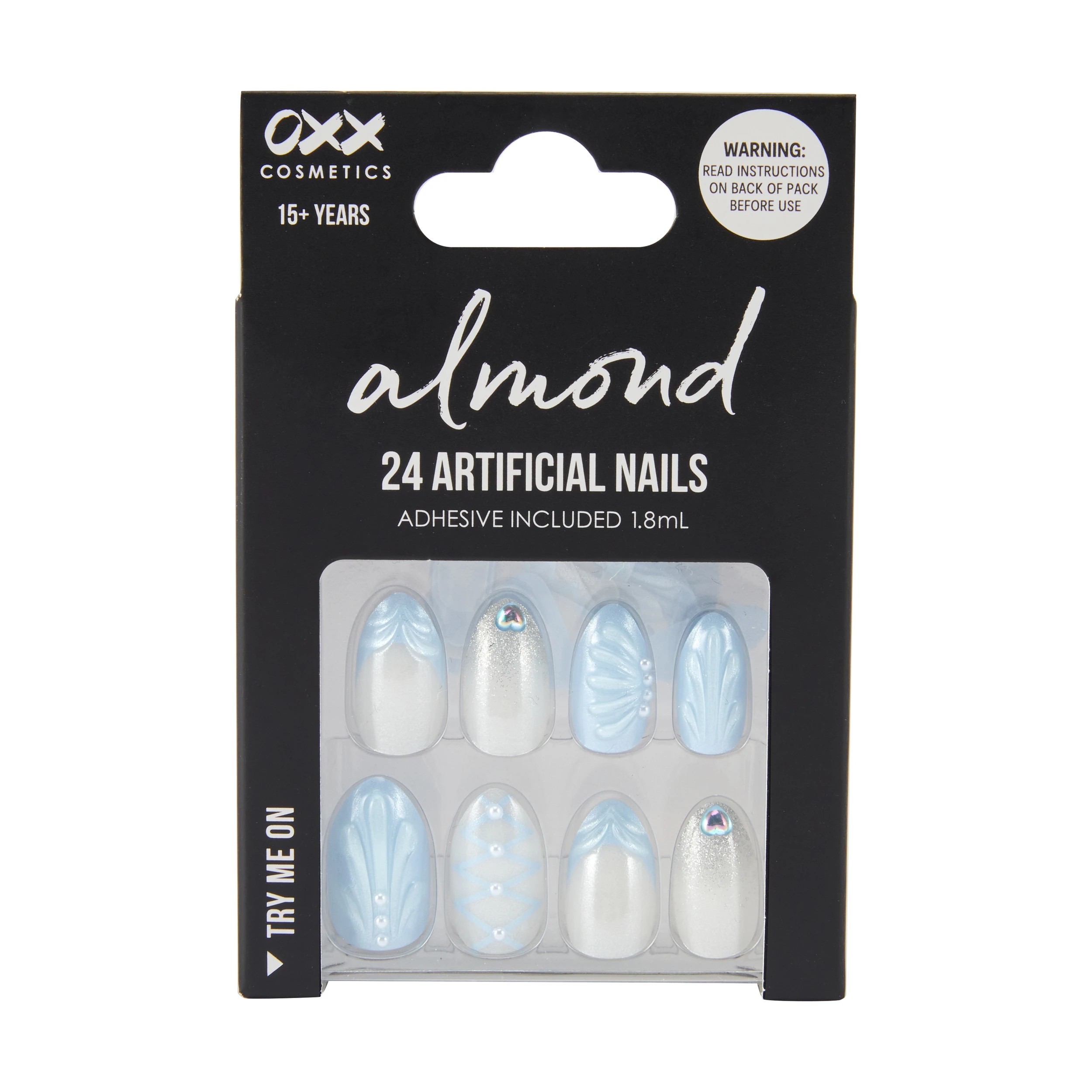 1 OXX Cosmetics 24 Pack Artificial Nails with Adhesive - Almond Shape, Mermaid, 1 of 4