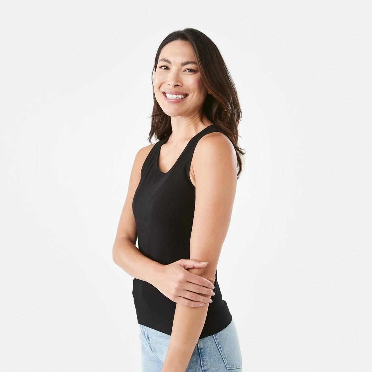 2 Sleeveless Stretch Tank BLACK, 2 of 6