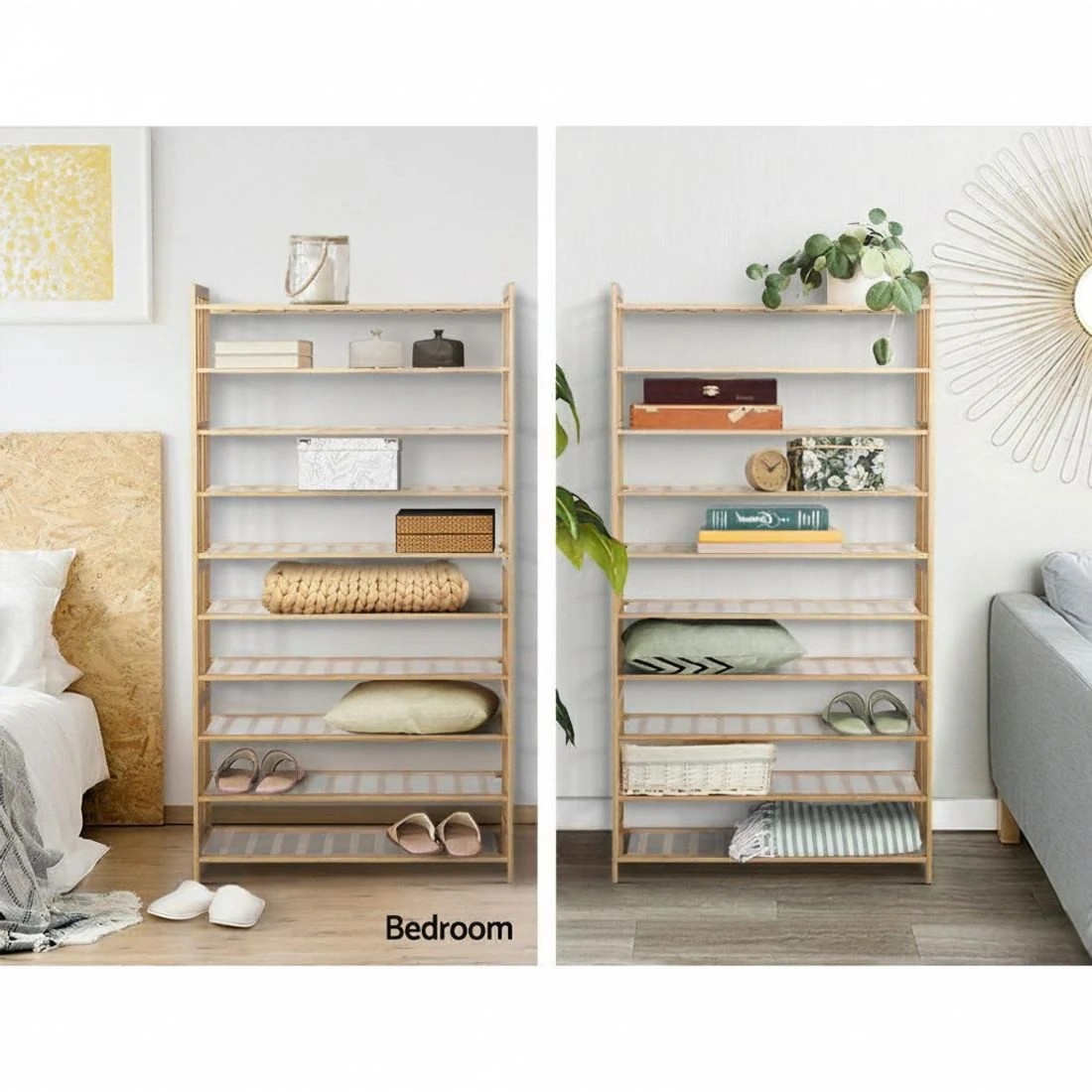 7 Artiss Shoe Rack Cabinet Bamboo 10-tier 50 Pairs - Natural, 7 of 7