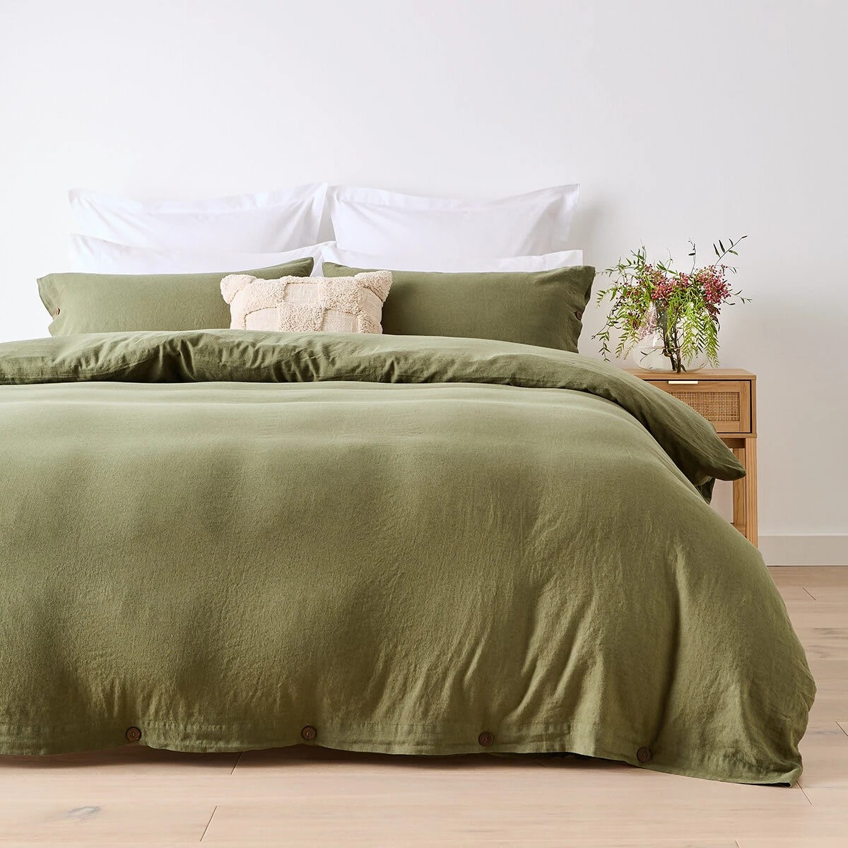 1 Kayden Linen Cotton Quilt Cover Set - Double Bed, Forest, 1 of 7