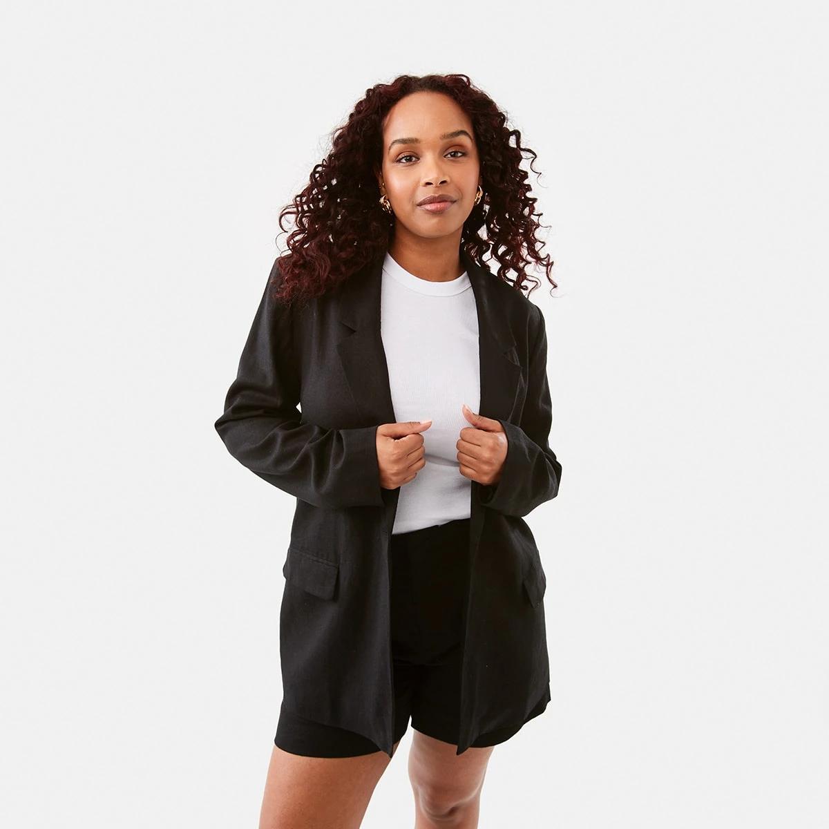 2 Linen Blend Blazer Black, 2 of 9
